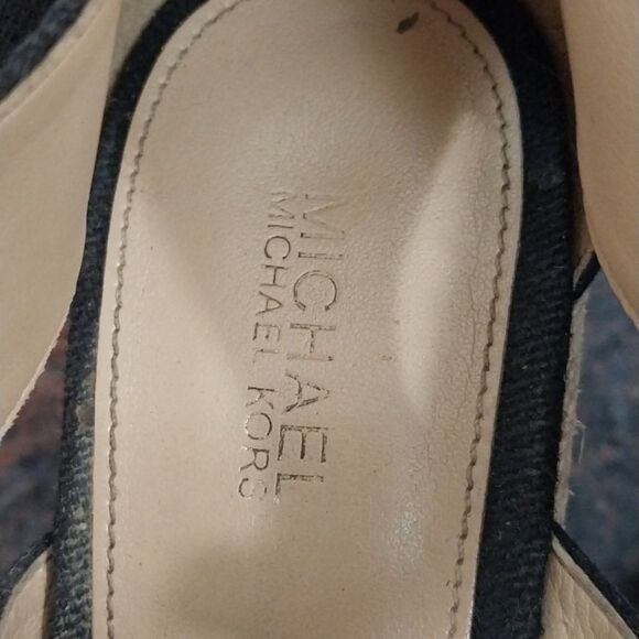 Michael Kors Black and BEIGE Wedge Sandals...SIZE...SEE RULER. - Picture 5 of 8